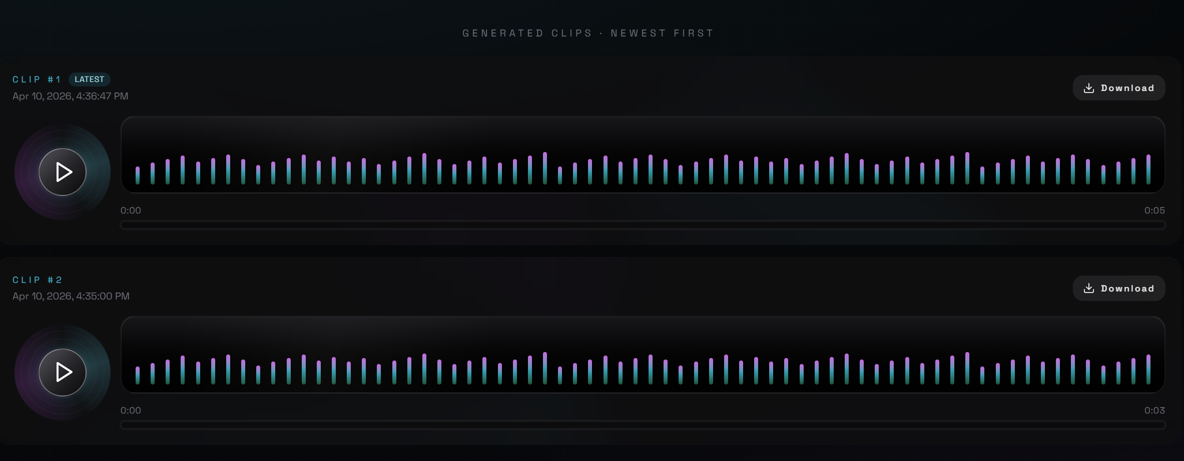 Result player screenshot highlighting Download button